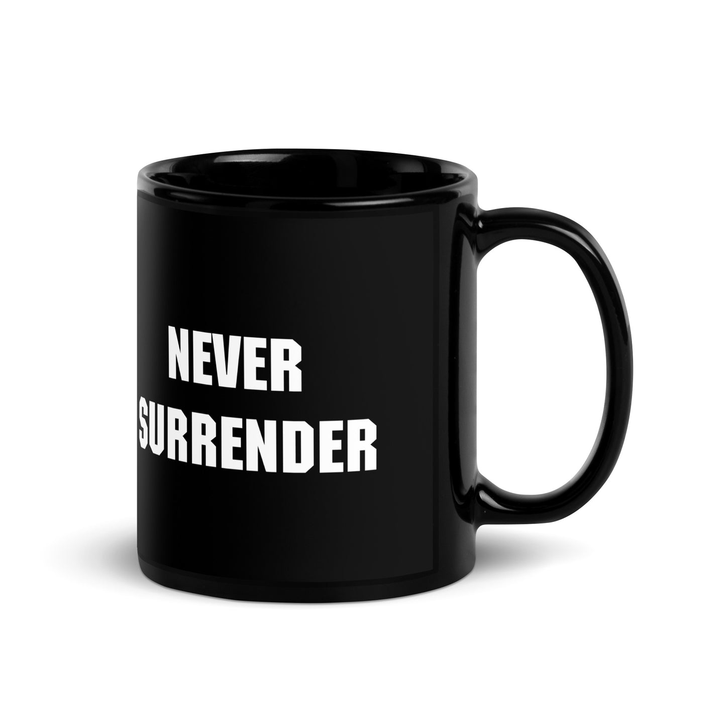 Trump Iconic Fight Image - Never Surrender Black Mug